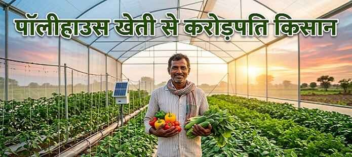 पॉलीहाउस के अंदर आधुनिक तकनीक से सब्जियों की खेती करता भारतीय किसान